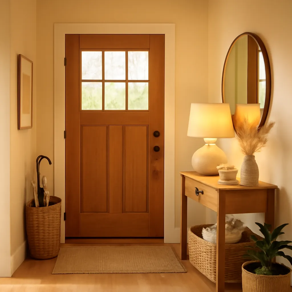 Cozy home entrance with warm lighting