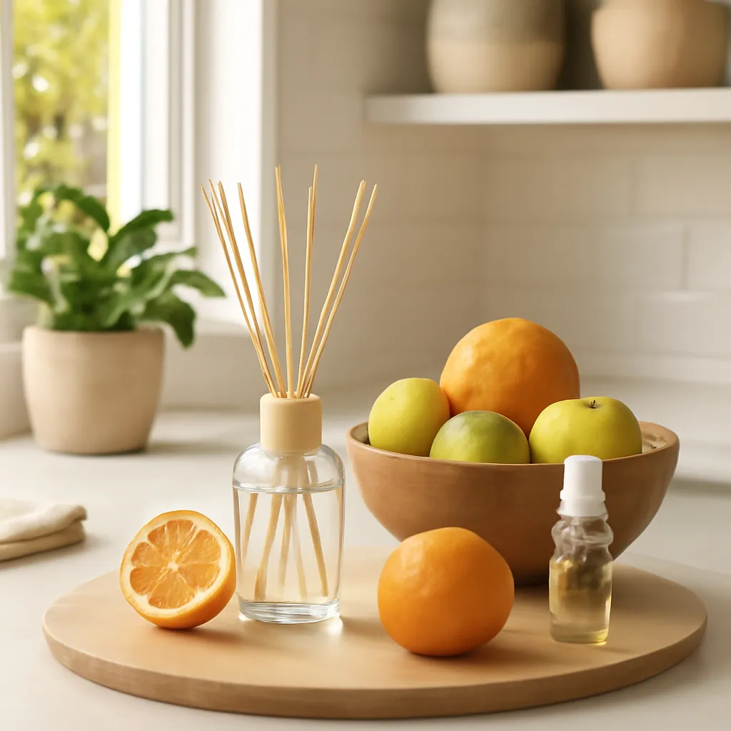 Kitchen fresh scent setup with citrus decor