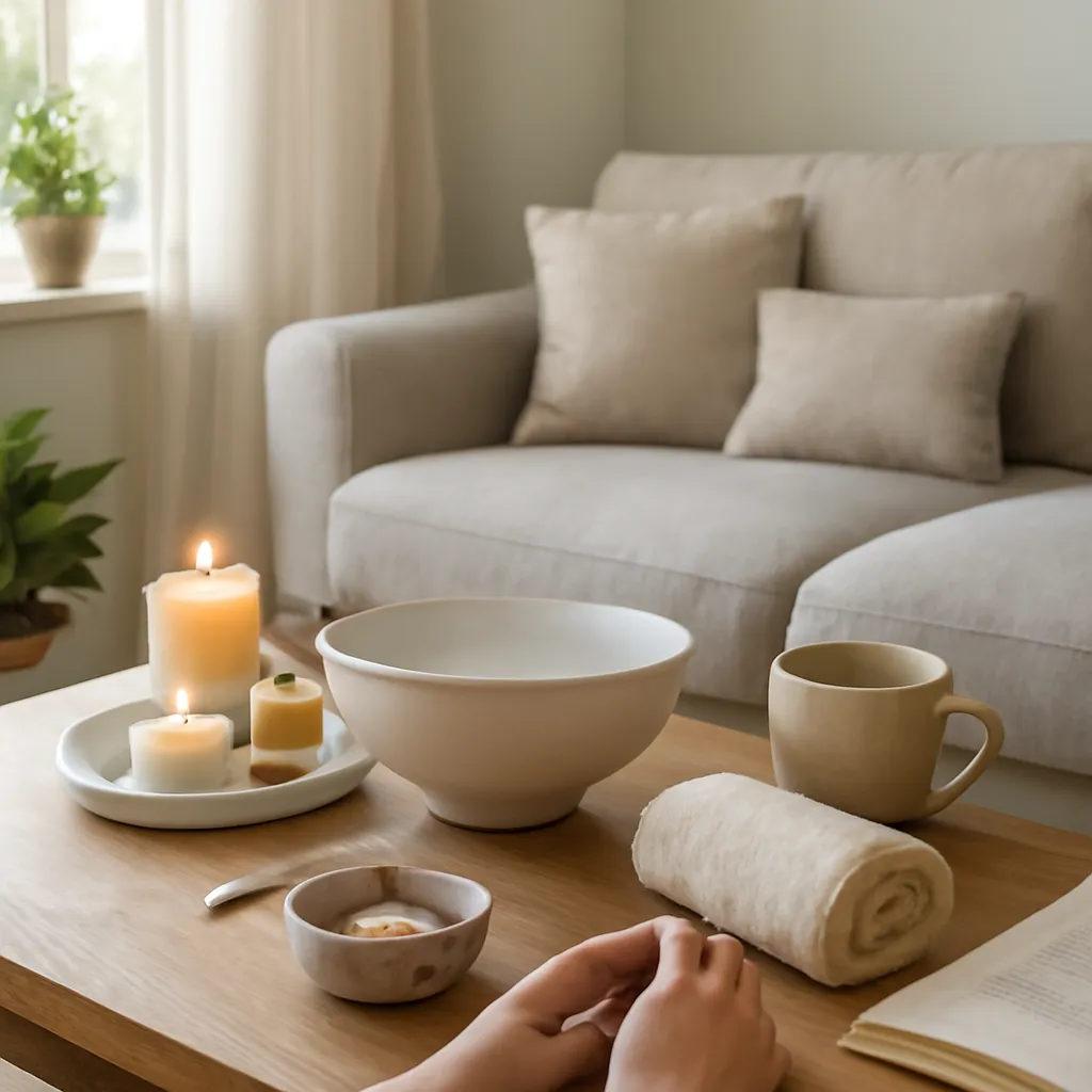 Calm home atmosphere for self-care night