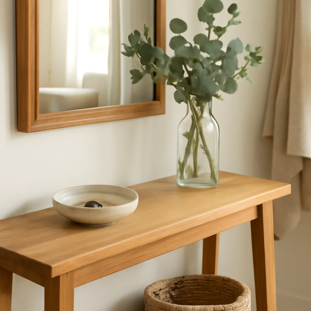 Entryway table styling with keys and small bowl