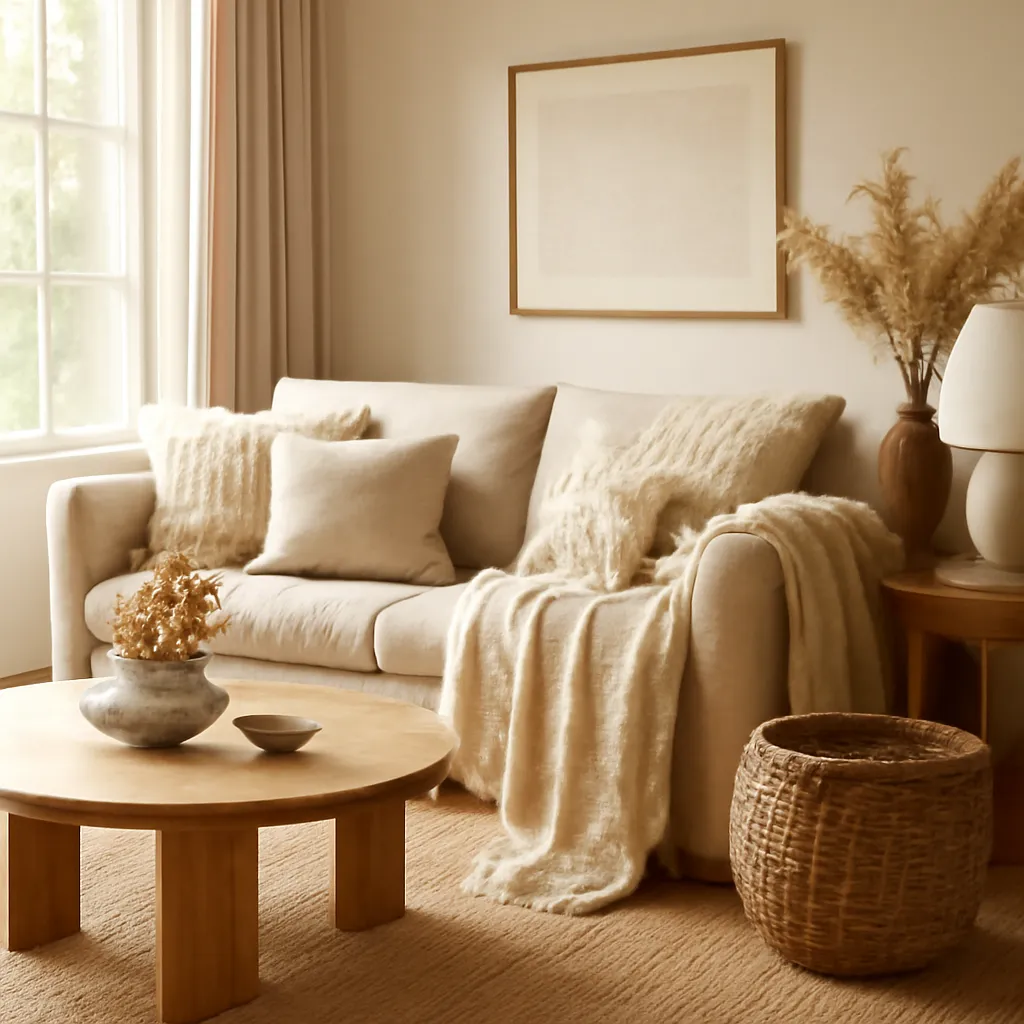 Warm interior styling with natural materials