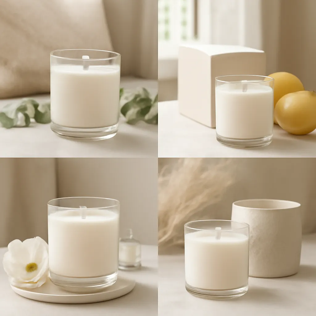 Hero image: popular candle fragrance families displayed in a clean grid, premium US lifestyle photography, realistic materials, clean composition, no text