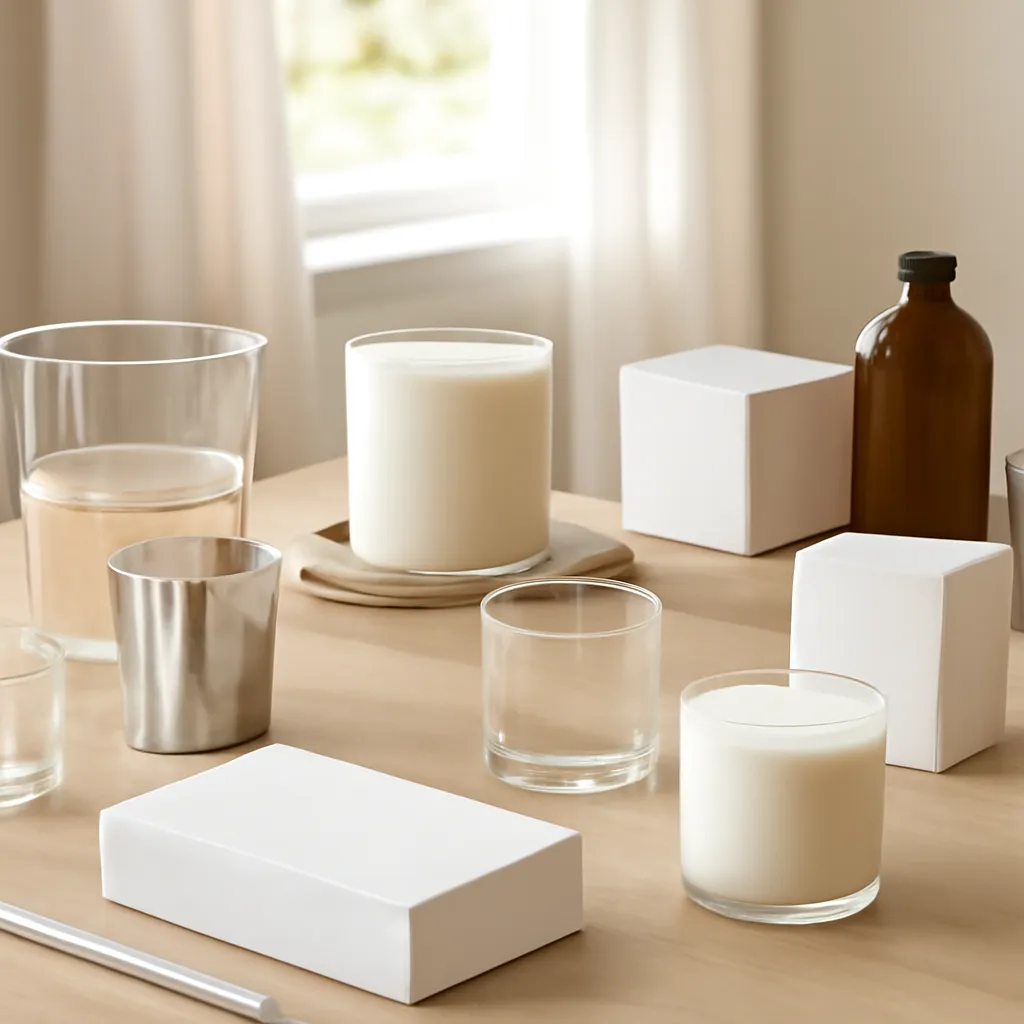 Hero image: advanced candle-making laboratory-style workspace, premium US lifestyle photography, realistic materials, clean composition, no text