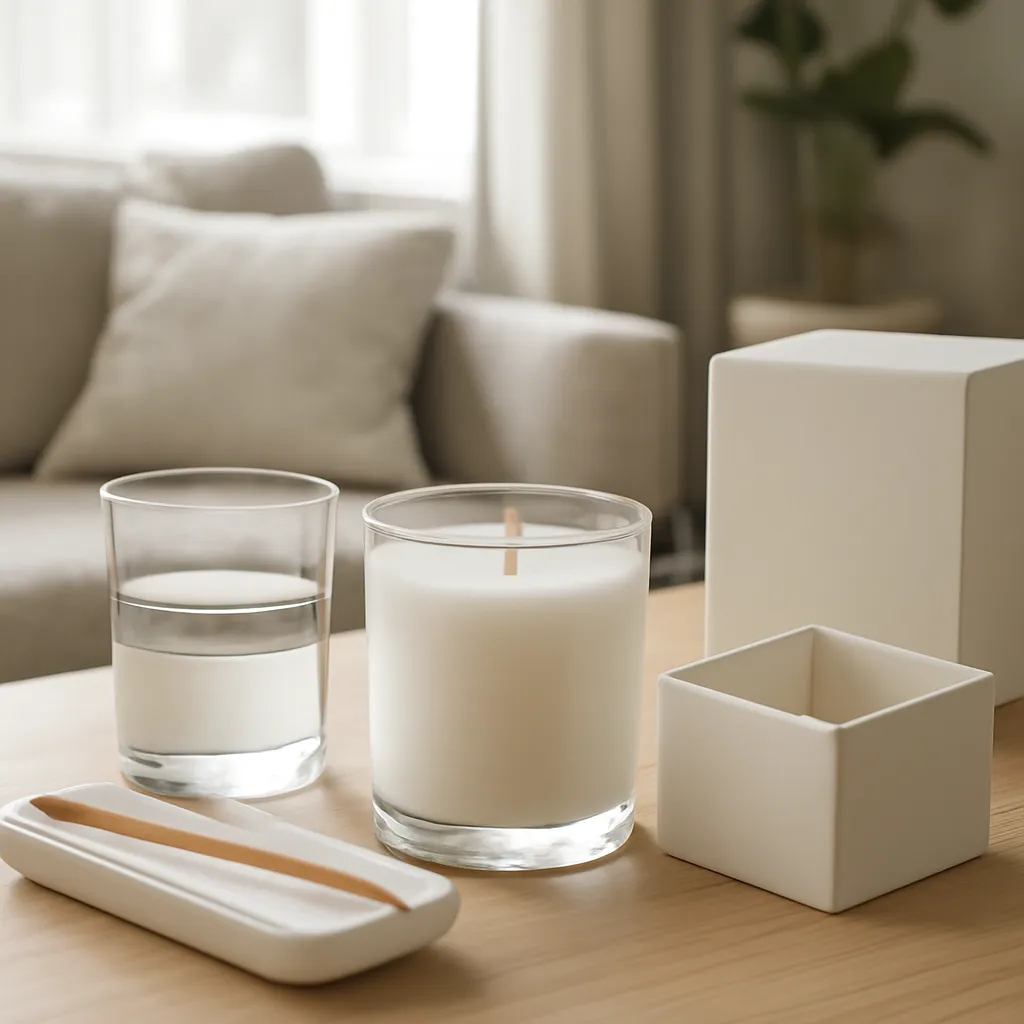 Lifestyle image: weak-fragrance candle troubleshooting setup placed naturally in an American home or event setting, realistic light, uncluttered styling, no text