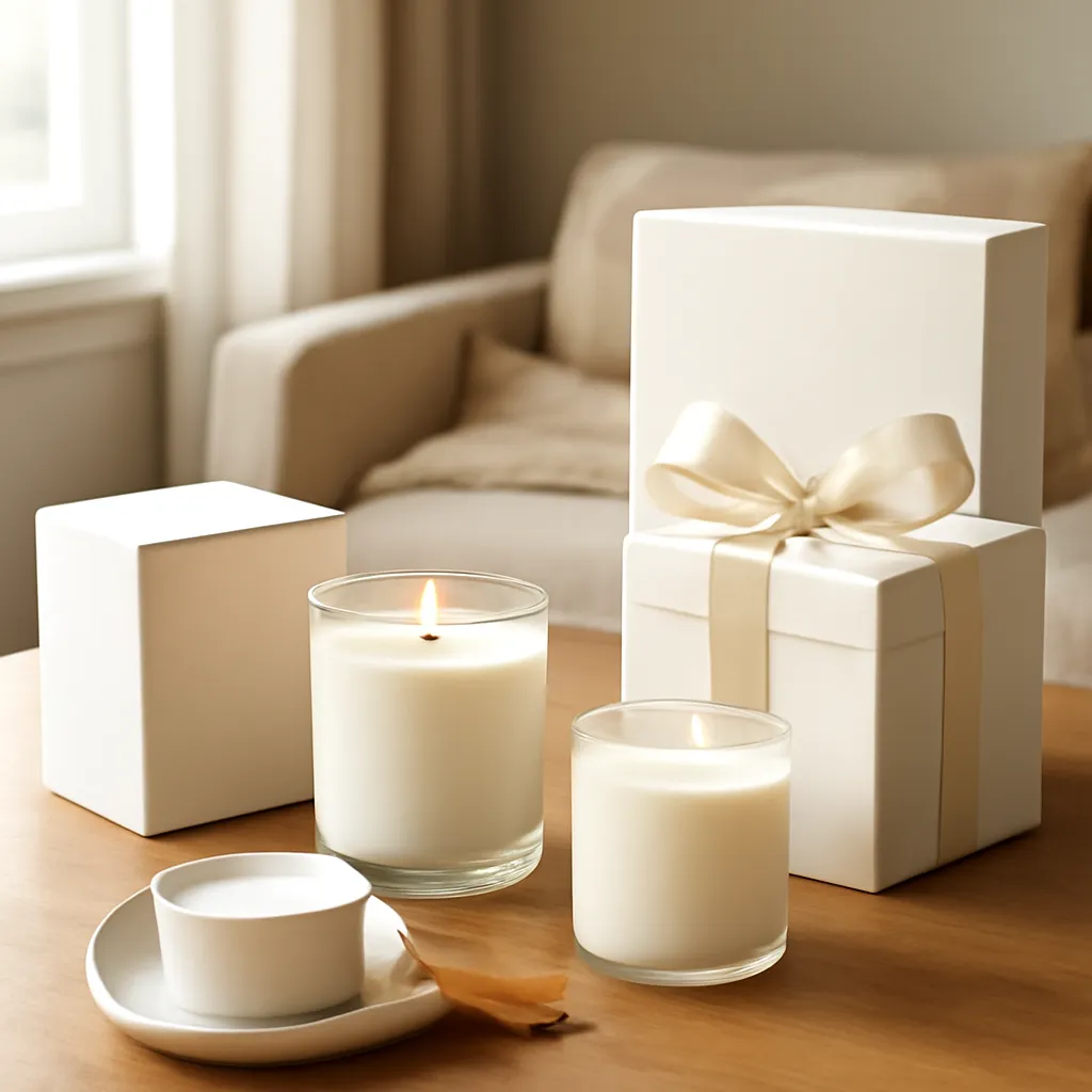 Commercial CTA image: elegant fall candle product presentation related to professional candle care setup, gift-ready styling, premium ecommerce photography, no text