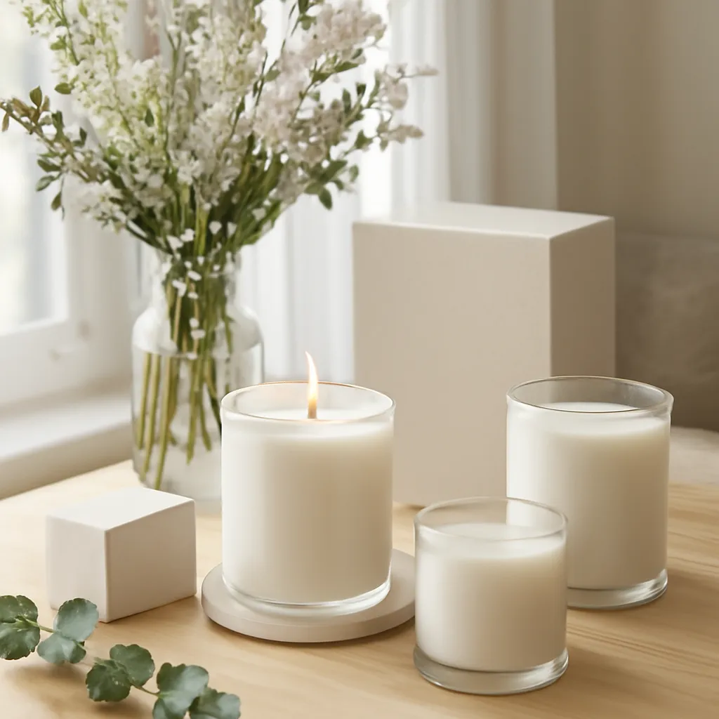 Commercial CTA image: premium scented candle presentation related to modern floral candle collection with botanical styling, gift-ready ecommerce styling, no text