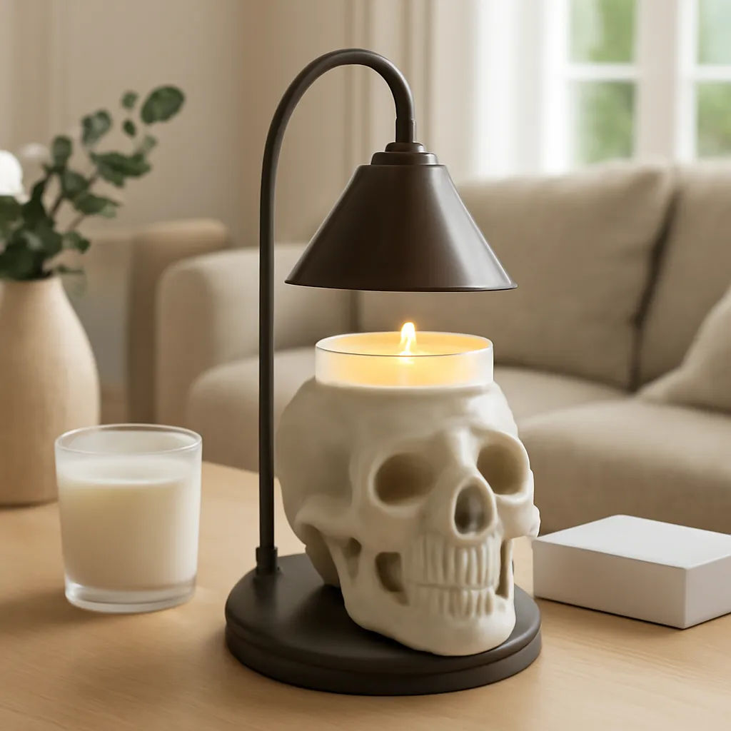 Commercial CTA image: gift-ready Skull Candle Warmer Lamp or skull wax warmer related to carefully placed skull candle warmer lamp on a stable surface, premium ecommerce photography, no text
