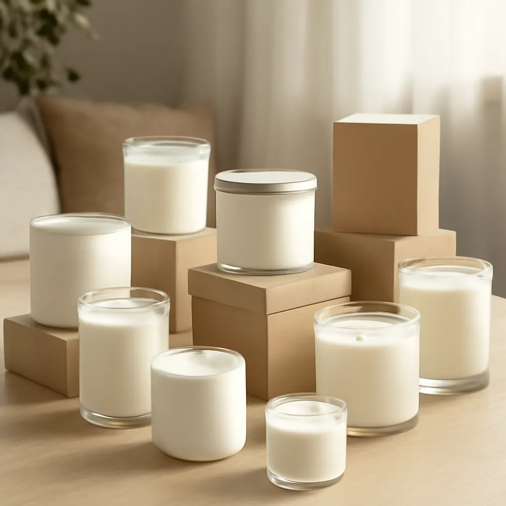 Commercial CTA image: gift-ready scented candle presentation related to twelve refined candle fragrance concepts, premium ecommerce photography, no text