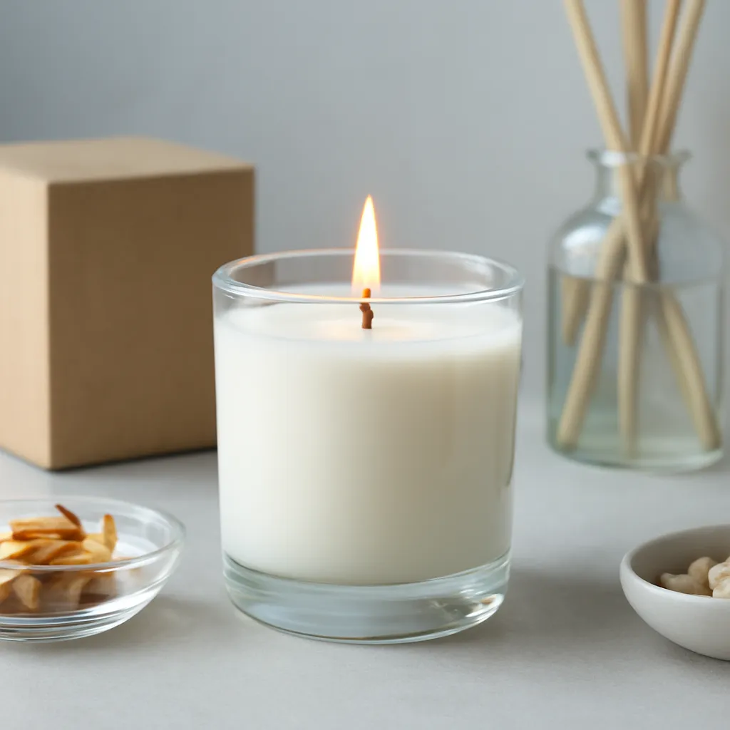Create a close-up or macro evidence image illustrating clean-air and ventilation basics. Emphasize realistic wax texture, wick fibers, glass reflections, fragrance ingredients, packaging materials or room details that directly support the article topic. Canvas size 2000 × 1500 px, photorealistic premium commercial photography, soft gray-blue modern apartment palette. Keep the composition clean and editorial, with one clear focal point and realistic scale. Candle vessels should be physically correct, with smooth glass and believable wax surfaces; any flame must be small and realistic and should appear only when context requires it. Use restrained props that directly support "Home Fragrance 2026: How to Make Your House Smell Good". Avoid excessive seasonal décor, duplicated ingredient arrangements, surreal fragrance smoke, AI artifacts, noisy textures, distorted hands, unreadable labels, typography, icons, logos and watermarks. Leave a small area of negative space for optional manual annotations. Crisp detail, natural shadows, realistic color balance and subtle depth of field.