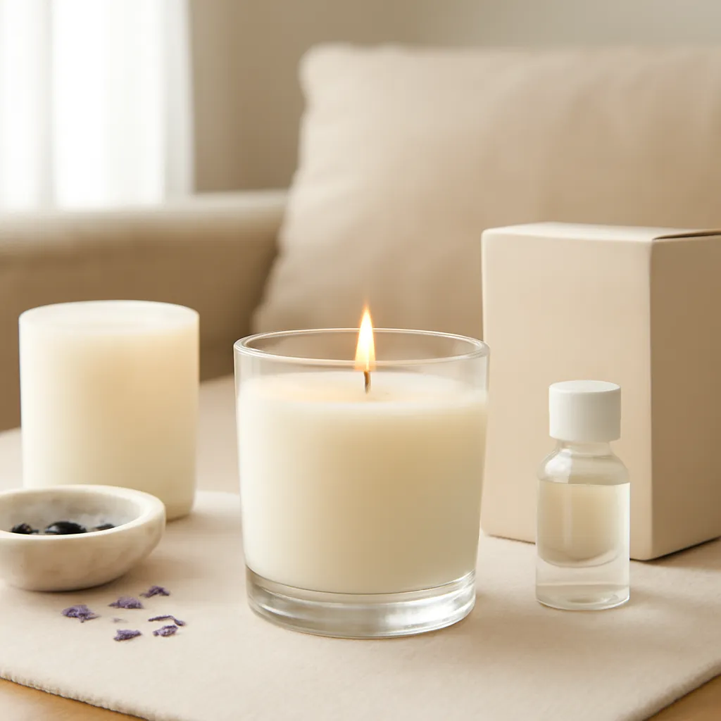 Create a finished lifestyle application scene showing the desirable end result of fabric and laundry odor sources: a well-performing candle, balanced fragrance, well-chosen wax, inviting home atmosphere or thoughtful gift presentation, depending on the article. Canvas size 2000 × 1500 px, photorealistic premium commercial photography, bright natural daylight with warm neutral furnishings. Keep the composition clean and editorial, with one clear focal point and realistic scale. Candle vessels should be physically correct, with smooth glass and believable wax surfaces; any flame must be small and realistic and should appear only when context requires it. Use restrained props that directly support "How to Make Your Bedroom Smell Good All Day in 2026". Avoid excessive seasonal décor, duplicated ingredient arrangements, surreal fragrance smoke, AI artifacts, noisy textures, distorted hands, unreadable labels, typography, icons, logos and watermarks. Leave a small area of negative space for optional manual annotations. Crisp detail, natural shadows, realistic color balance and subtle depth of field.