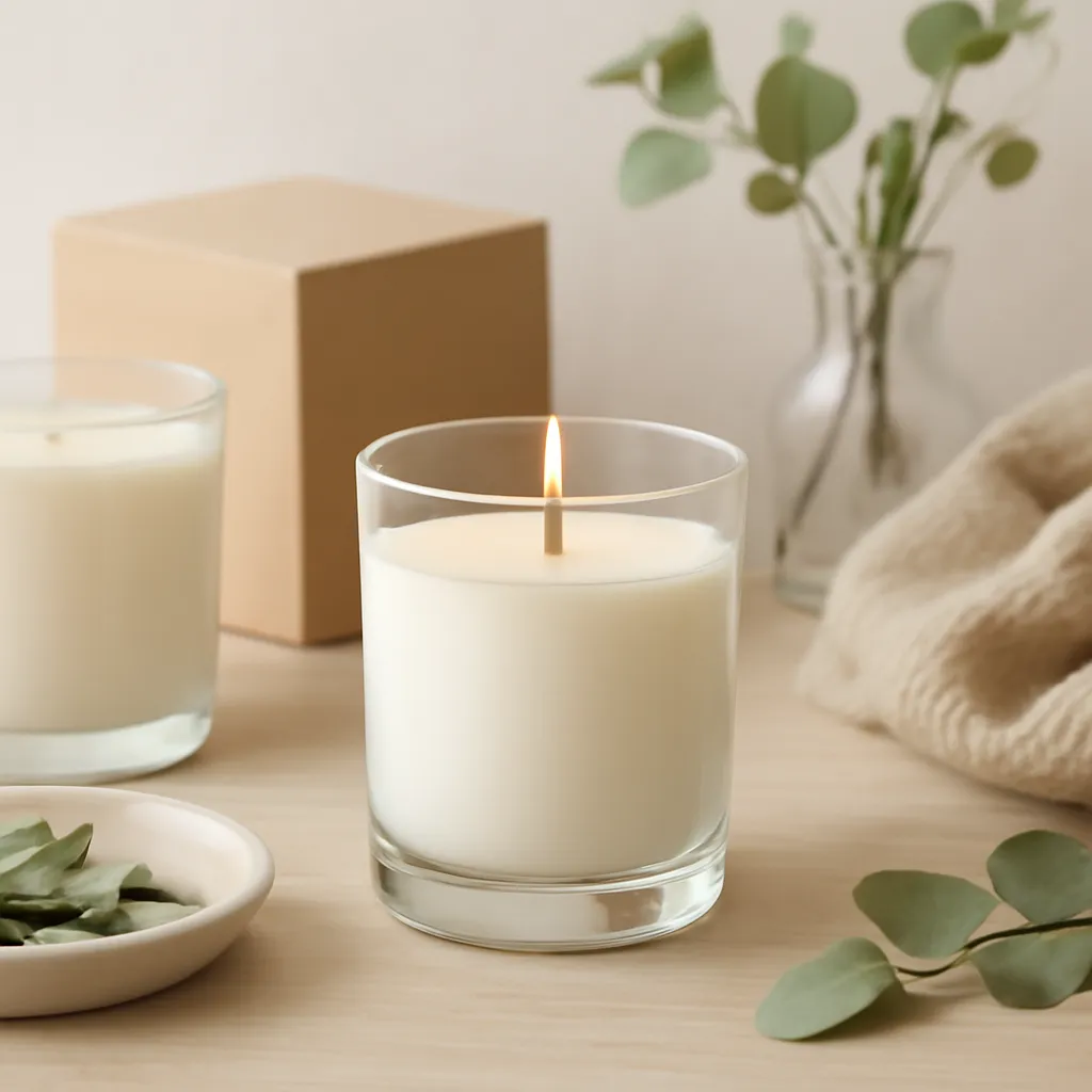 Create a finished lifestyle application scene showing the desirable end result of placement strategies that improve perceived fragrance: a well-performing candle, balanced fragrance, well-chosen wax, inviting home atmosphere or thoughtful gift presentation, depending on the article. Canvas size 2000 × 1500 px, photorealistic premium commercial photography, natural wood, ivory and muted botanical tones. Keep the composition clean and editorial, with one clear focal point and realistic scale. Candle vessels should be physically correct, with smooth glass and believable wax surfaces; any flame must be small and realistic and should appear only when context requires it. Use restrained props that directly support "Why Do Some Candle Scents Smell Stronger Than Others? 2026 Guide". Avoid excessive seasonal décor, duplicated ingredient arrangements, surreal fragrance smoke, AI artifacts, noisy textures, distorted hands, unreadable labels, typography, icons, logos and watermarks. Leave a small area of negative space for optional manual annotations. Crisp detail, natural shadows, realistic color balance and subtle depth of field.