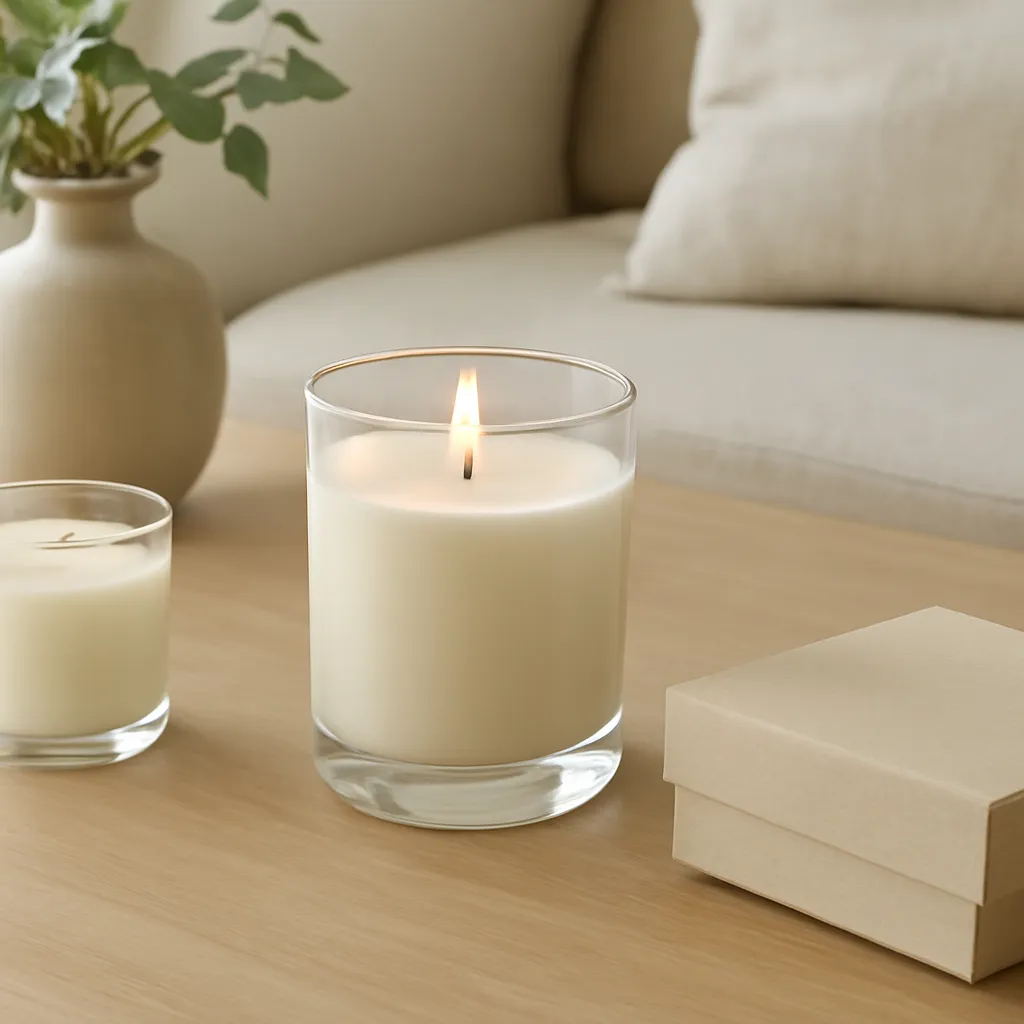 Create a finished lifestyle application scene showing the desirable end result of placement strategies that improve perceived fragrance: a well-performing candle, balanced fragrance, well-chosen wax, inviting home atmosphere or thoughtful gift presentation, depending on the article. Canvas size 2000 × 1500 px, photorealistic premium commercial photography, natural wood, ivory and muted botanical tones. Keep the composition clean and editorial, with one clear focal point and realistic scale. Candle vessels should be physically correct, with smooth glass and believable wax surfaces; any flame must be small and realistic and should appear only when context requires it. Use restrained props that directly support "Why Can't I Smell My Candle? 8 Reasons Scent Throw Feels Weak". Avoid excessive seasonal décor, duplicated ingredient arrangements, surreal fragrance smoke, AI artifacts, noisy textures, distorted hands, unreadable labels, typography, icons, logos and watermarks. Leave a small area of negative space for optional manual annotations. Crisp detail, natural shadows, realistic color balance and subtle depth of field.