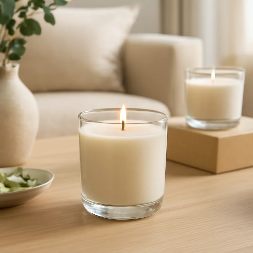 Create a finished lifestyle application scene showing the desirable end result of odor-source control before adding fragrance: a well-performing candle, balanced fragrance, well-chosen wax, inviting home atmosphere or thoughtful gift presentation, depending on the article. Canvas size 2000 × 1500 px, photorealistic premium commercial photography, bright natural daylight with warm neutral furnishings. Keep the composition clean and editorial, with one clear focal point and realistic scale. Candle vessels should be physically correct, with smooth glass and believable wax surfaces; any flame must be small and realistic and should appear only when context requires it. Use restrained props that directly support "How to Scent an Open Floor Plan in 2026". Avoid excessive seasonal décor, duplicated ingredient arrangements, surreal fragrance smoke, AI artifacts, noisy textures, distorted hands, unreadable labels, typography, icons, logos and watermarks. Leave a small area of negative space for optional manual annotations. Crisp detail, natural shadows, realistic color balance and subtle depth of field.